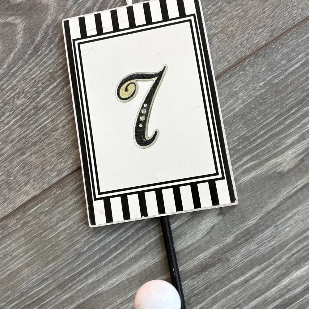 Striped Black and White Numbered Wall Hooks